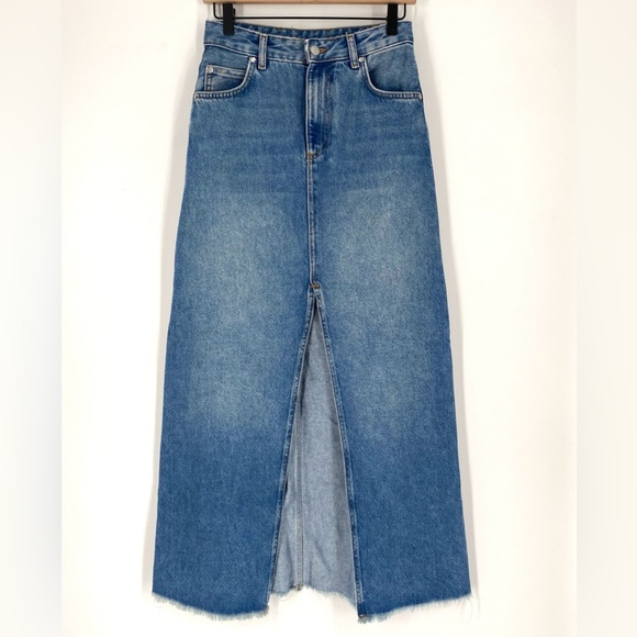 PILCRO The Madi Front-Slit Denim Skirt - Picture 2 of 11